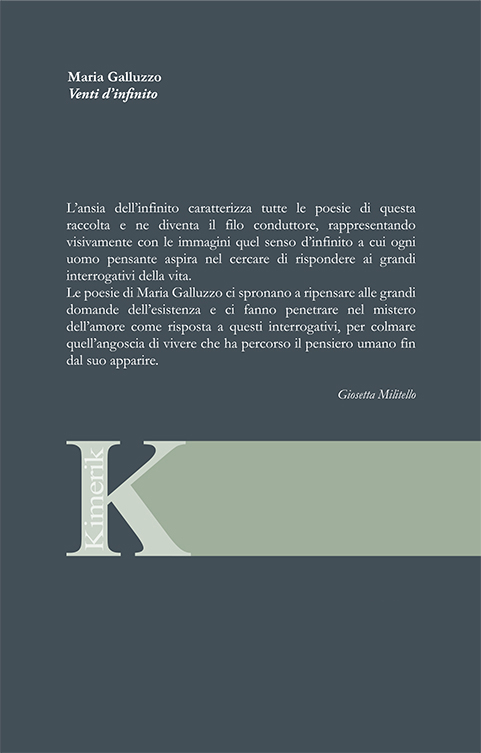 Quarta di copertina di Venti d'infinito